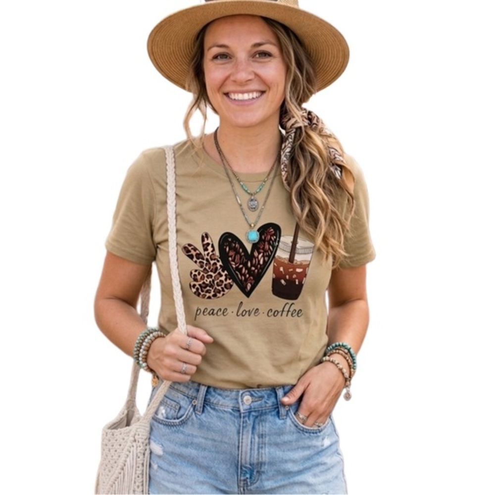 Peace Love Coffee Graphic Tee T-Shirt